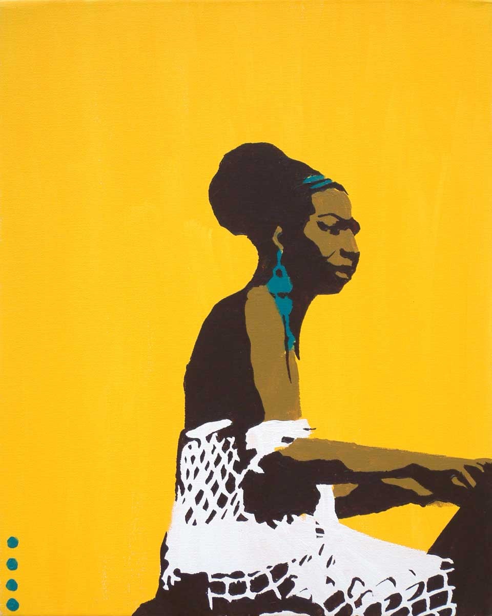 Pop art nina on yellow